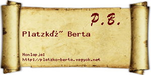 Platzkó Berta névjegykártya